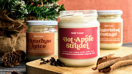 three soy wax candles from the 2024 autumn winter collection