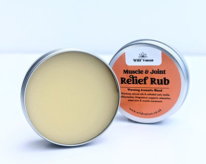 An open tin of muscle and joint relief rub.