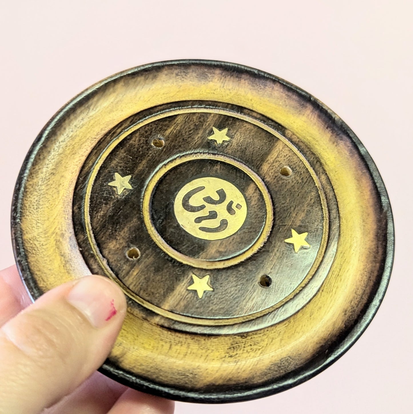 round brass om Super seconds incense holder 